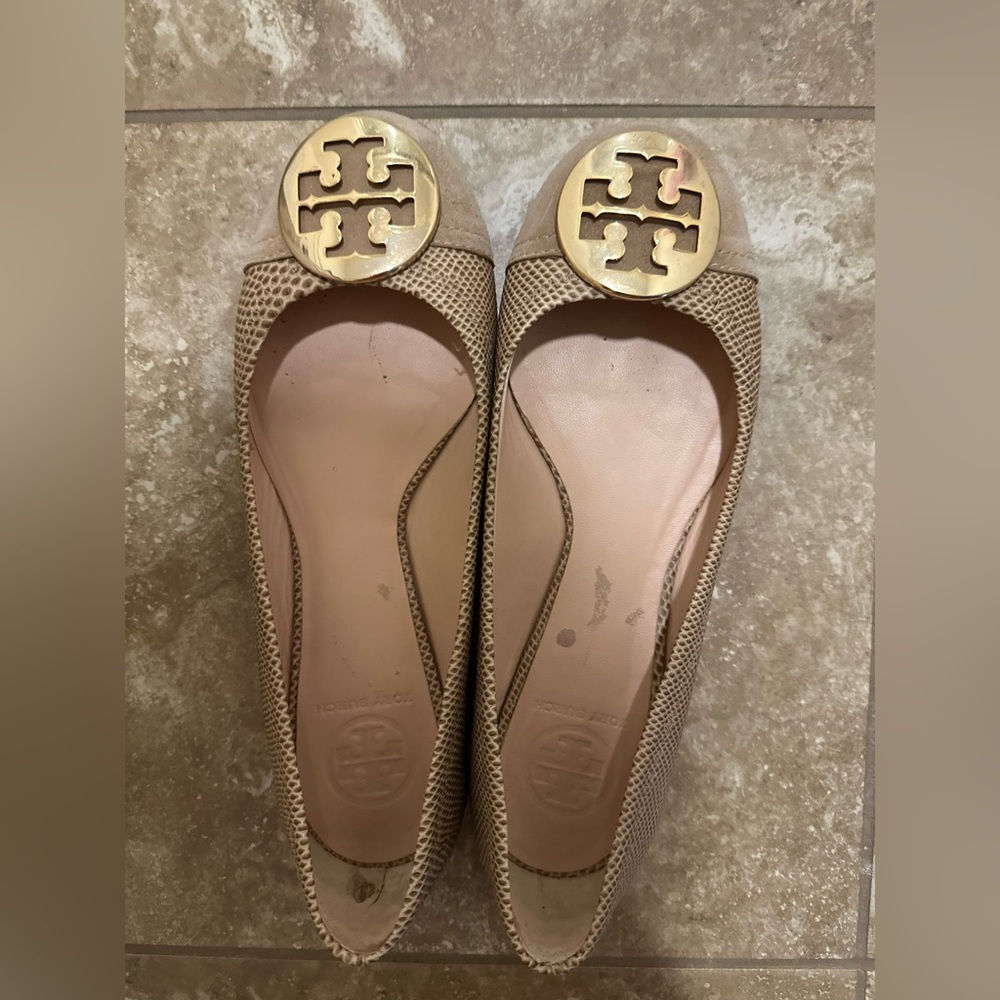Tory Burch Minnie Ballet flats in snakeskin, size 7 M